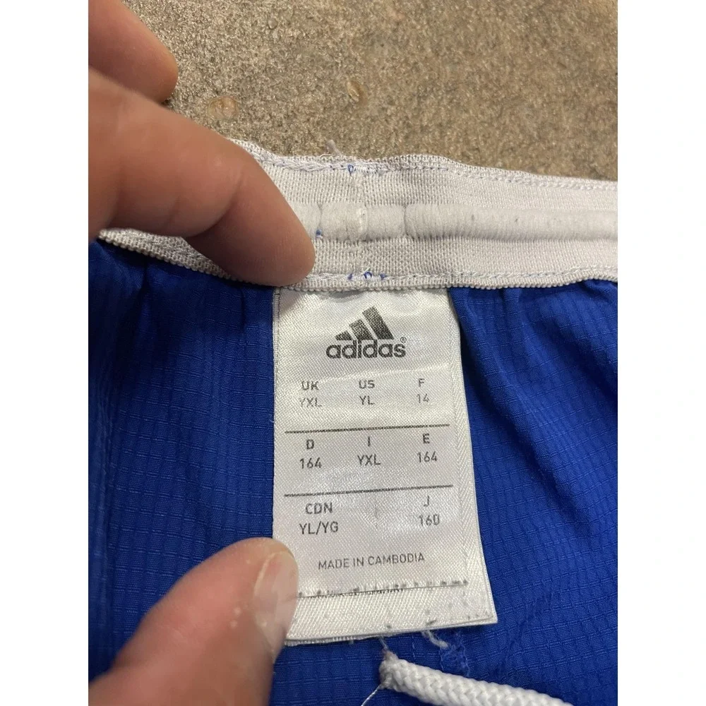 Adidas Shorts Youth 14 Blue 3-Stripes Adizero Athletic Soccer Running Gym‎